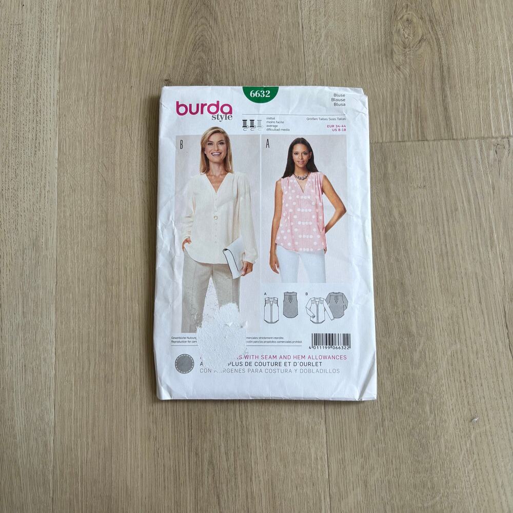 Burda Style NEW Women's Blouse Pattern Number 6632 Sizes 8-18